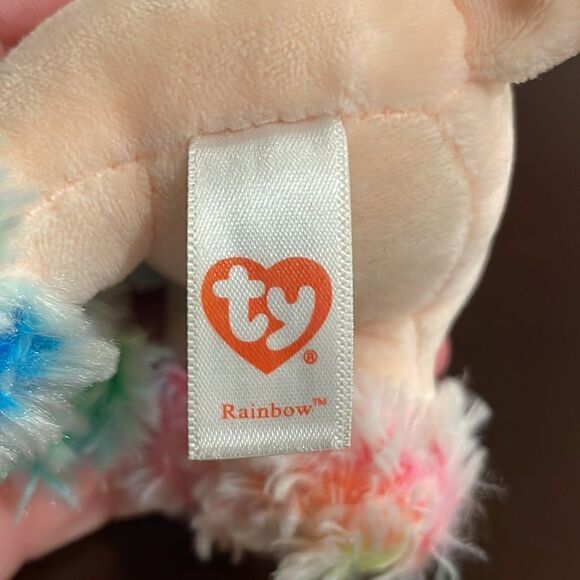 2017 Ty Beanie Boos Rainbow the Multicolour Poodle Excellent Condition NWT 6” - Picture 8 of 9